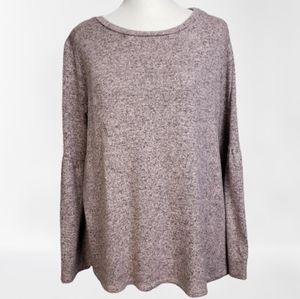 Gibson bell sleeve knit top heathered pink Medium